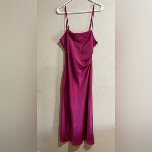 House of Harlow 1960 bright pink slip satin midi dress XL NEW